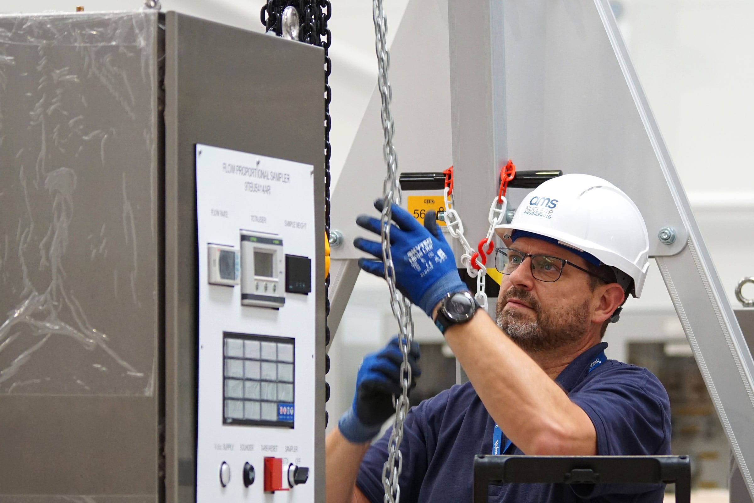 Hoisting a flow proportional sampler